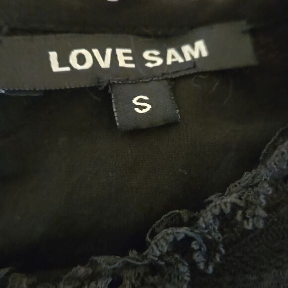 Love Sam Black Victorian Boho Lace Trim Blouse Top - Picture 6 of 7